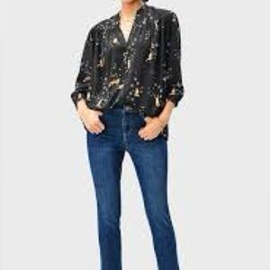 [L]WAYWARD FANCIES Pintuck Pleat Fox Floral Print Crepe Tunic